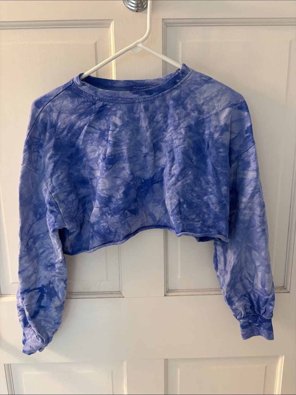 Tie-Dye Super Cropped Crewneck Sweatshirt - Blue Purple